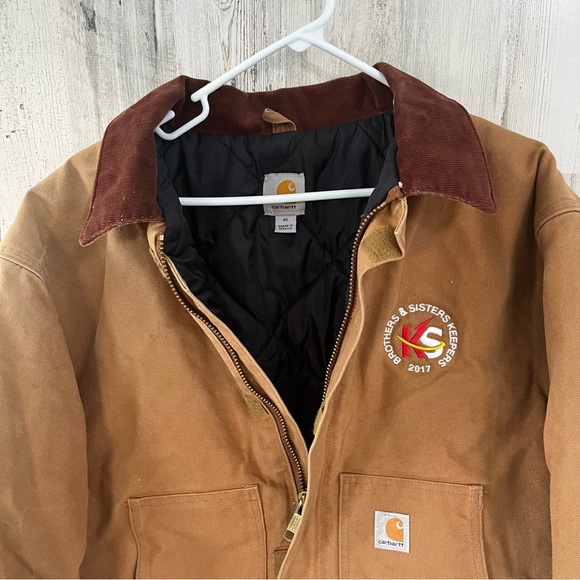 Carhartt Men’s Traditional Duck Jacket J002 Corduroy Collar Size XL - Picture 2 of 13